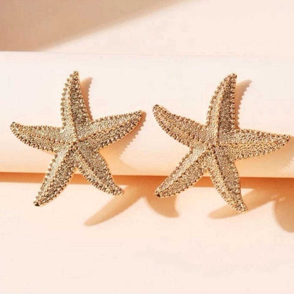 18k Gold plated Starfish Statement Earrings
